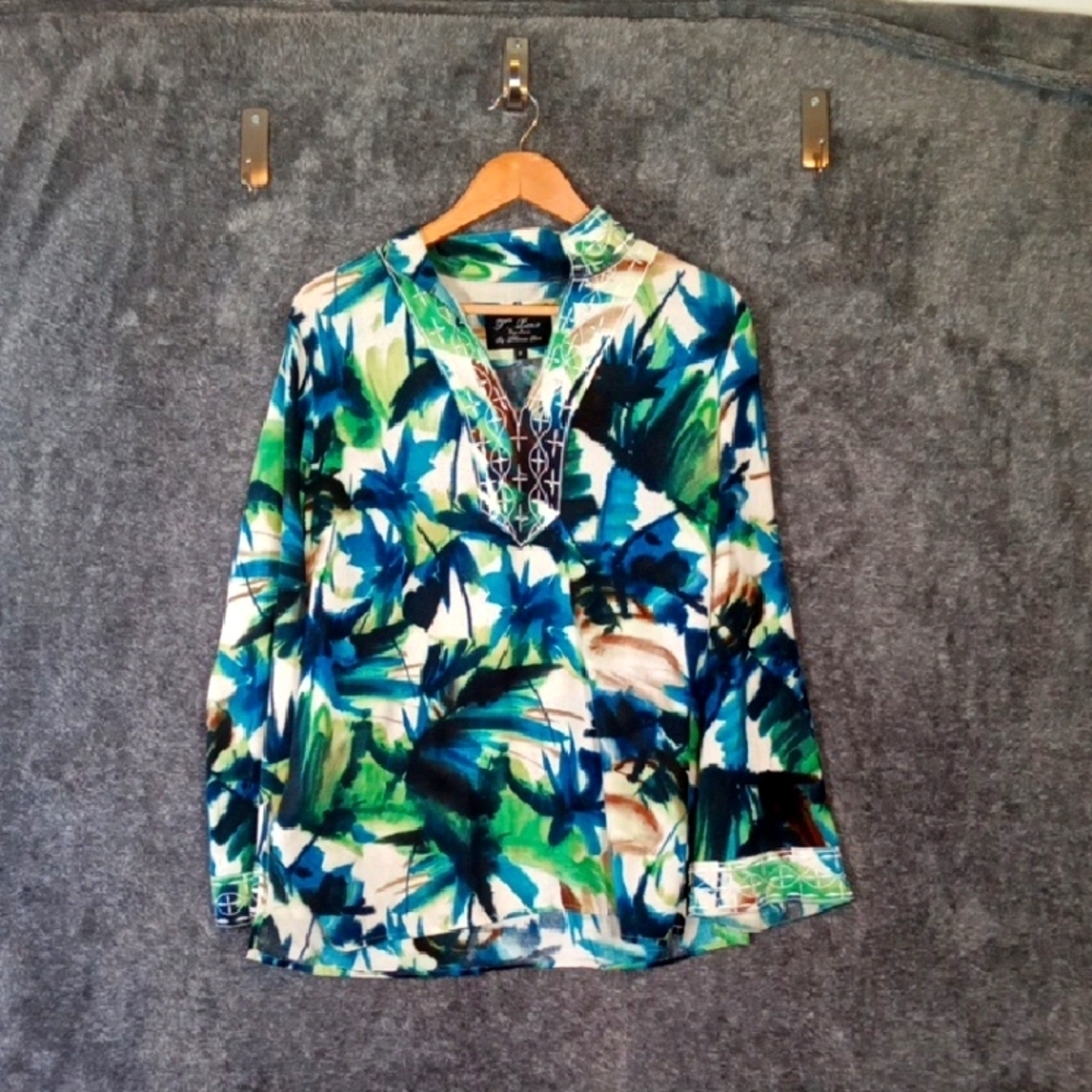 Frenz By Theresa Renz Vintage Tunic Colorful Art To Wear Vacation Womens Medium